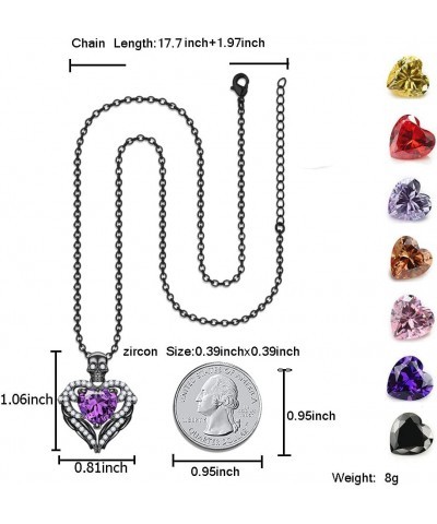 Gothic Skull Black Angel Wing Heart purple Red Crystal Zircon Women's Pendant Necklaces Halloween Christmas Girls' Jewelry Lo...