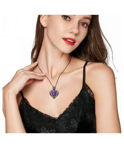 Gothic Skull Black Angel Wing Heart purple Red Crystal Zircon Women's Pendant Necklaces Halloween Christmas Girls' Jewelry Lo...