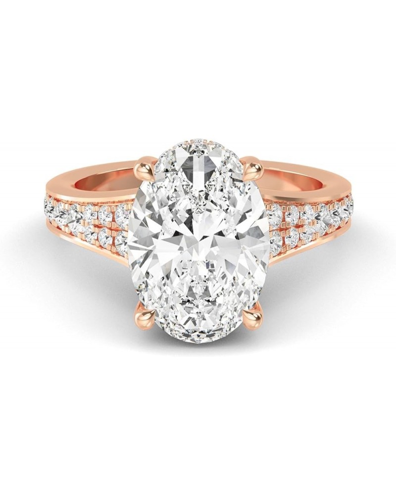 1-5 Carat (ctw) White Gold Oval,Round Cut LAB GROWN Diamond Vintage Engagement Ring (Color D-E Clarity VS1-VS2) 5.5 Rose Gold...