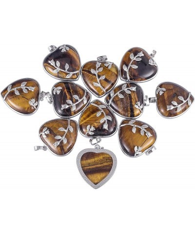 Heart Stone Pendant with Chain for Women Men, Hand Carved Flower Crystal Necklace for Love tiger's eye crystal stone $9.94 Ne...