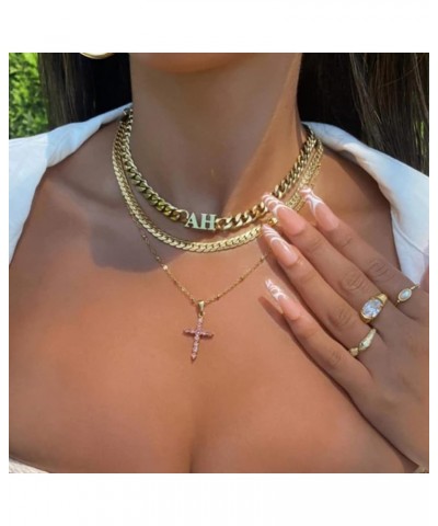 Dascus Initial Choker Necklace For Women Gold Personalized 8mm Cuban Chain Christmas Gifts Silver $13.82 Necklaces