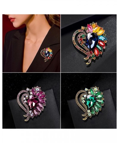 Rhinestone Brooch Pin for Women Girls Elegant Dress Accessories Wedding Christmas Birthday Jewelry Gift Heart Green $10.79 Br...