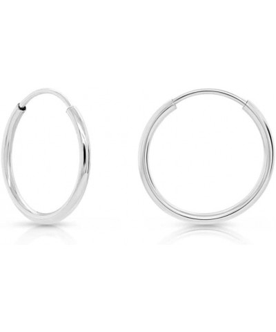 14K Gold Thin Endless Hoop Earring Set, Two Pair or Three Pair Sets of Popular Size Combos, Available in White and Yellow Gol...