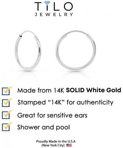 14K Gold Thin Endless Hoop Earring Set, Two Pair or Three Pair Sets of Popular Size Combos, Available in White and Yellow Gol...