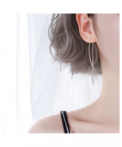 Fashion Pull Through Threader Tassel Earrings Sterling Silver 18K Gold/White Gold Plated Long Double Arc Hard Wire Dangle Ear...