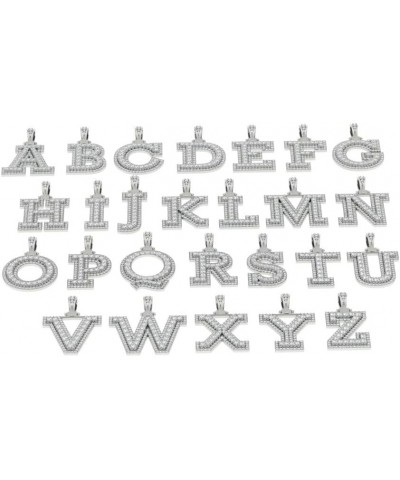 Hip Hop Pendant Moissanite Initial Pendant Necklace with 18-inch chain Initial A To Z Alphabet Charm Pendant Beads 925 Silver...