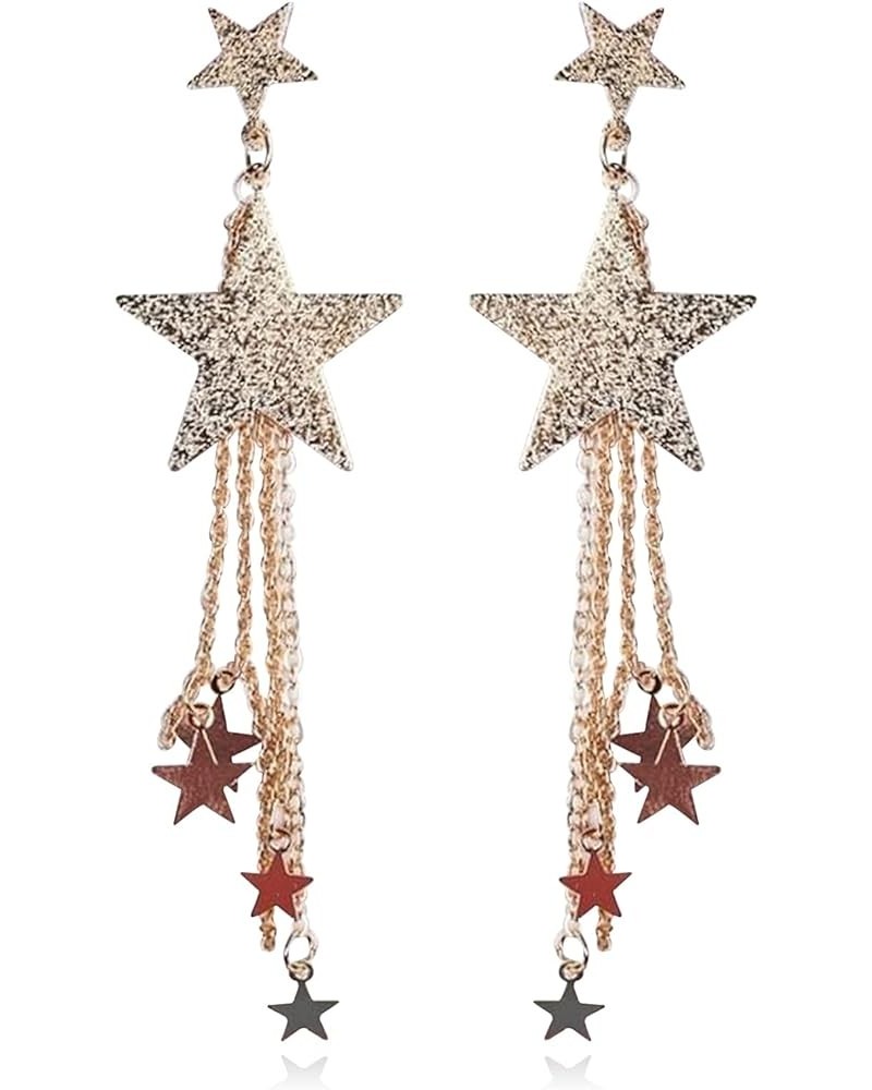 Star Earrings for Women Laser Star Sequin Earrings for Teen Girls Fringe Star Dangle Earrings Iridescence Star Design Drop Ea...