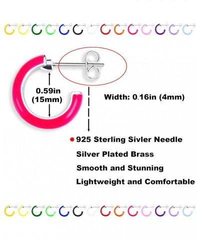 Small Hoop Earrings for Women Girls Colored Enamel Hoops Set Simple Style for Any Occasions Hot Pink+Pink $10.29 Earrings