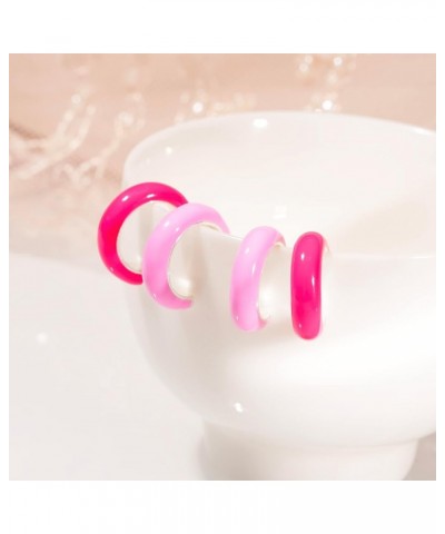 Small Hoop Earrings for Women Girls Colored Enamel Hoops Set Simple Style for Any Occasions Hot Pink+Pink $10.29 Earrings