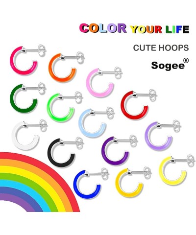 Small Hoop Earrings for Women Girls Colored Enamel Hoops Set Simple Style for Any Occasions Hot Pink+Pink $10.29 Earrings