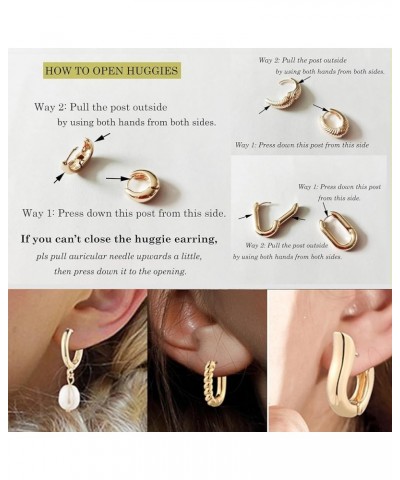 9 Pairs Gold Chunky Hoop Earrings Set for Women, 14K Gold Plated Twisted Huggie Hoop Earring Hypoallergenic, Lightweight Thic...