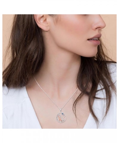 Giraffe Gifts for Women Giraffe Necklace 925 Sterling Sliver Cute Animal three Giraffe Rose Gold Family Tree Giraffe Valentin...