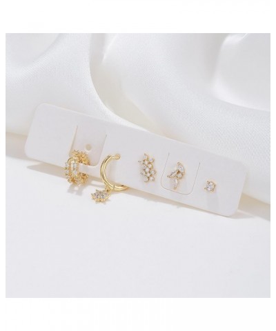 Gold Stud Earrings for Women Dainty Cartilage Earring Set for Multiple Piercing Small Star Moon Hoop Earrings Set5 $10.99 Ear...