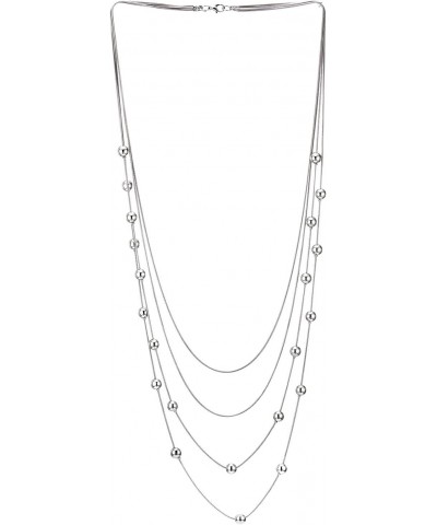 Multi-strand Waterfall Layered Statement Necklace Long Chain with Ball Charms Pendant $12.53 Necklaces