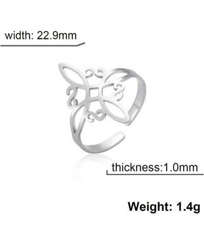 Stainless Steel Witches Knot Ring Openworked Celtic Knot Adjustable Open Finger Rings Amulet Jewelry For Women A - Silver $8....