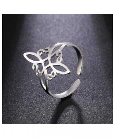 Stainless Steel Witches Knot Ring Openworked Celtic Knot Adjustable Open Finger Rings Amulet Jewelry For Women A - Silver $8....