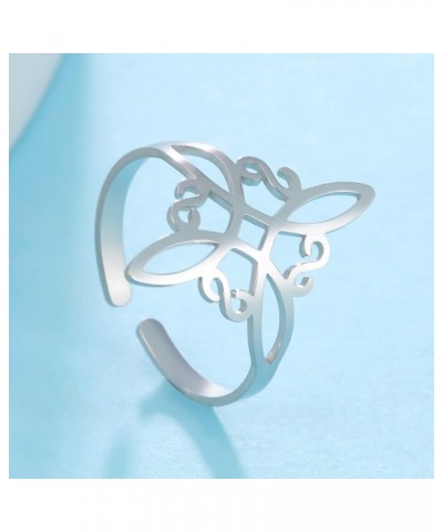 Stainless Steel Witches Knot Ring Openworked Celtic Knot Adjustable Open Finger Rings Amulet Jewelry For Women A - Silver $8....