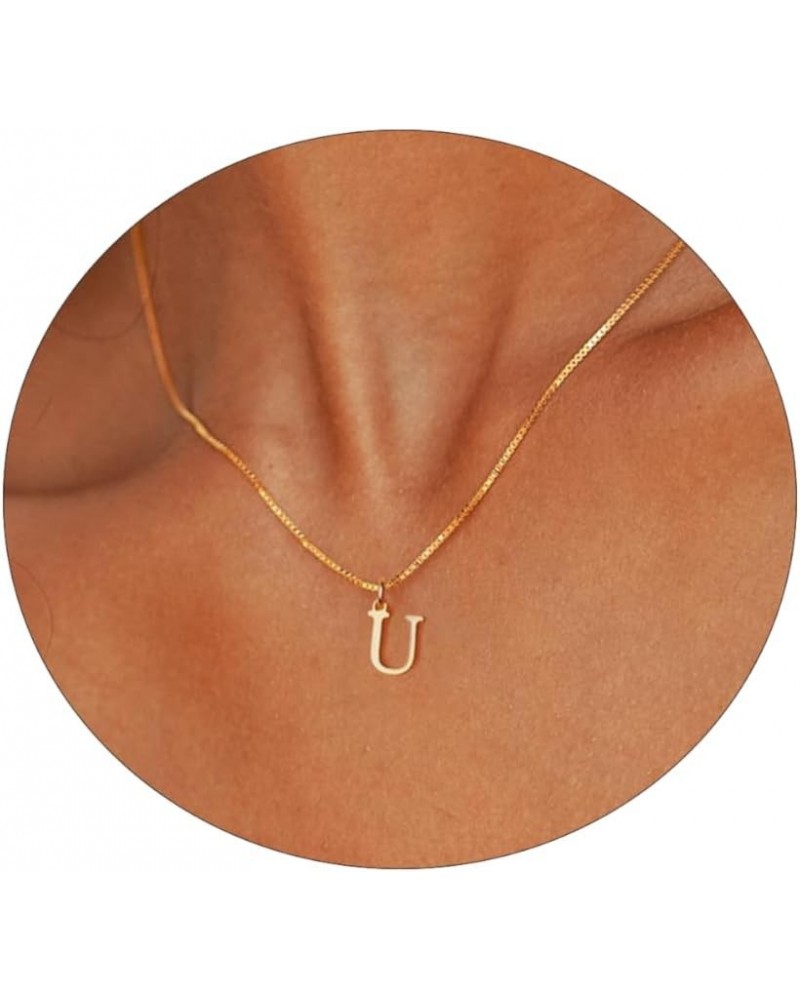 Gold Initial Necklaces for Women Teen Girls，Dainty 14k Gold Plated Letter Necklaces Cute Tiny A-Z Letter Pendant Necklace Tre...