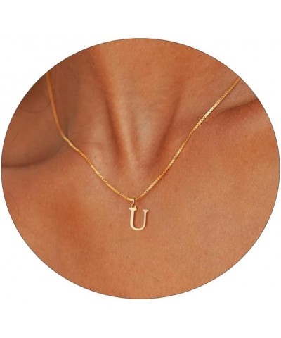 Gold Initial Necklaces for Women Teen Girls，Dainty 14k Gold Plated Letter Necklaces Cute Tiny A-Z Letter Pendant Necklace Tre...