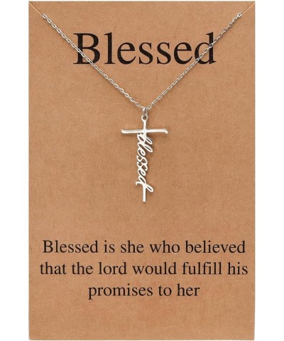 Faith Cross Necklace for Women Religious Gifts for Women Christian Jewelry Gifts for Women 02-Blessed $11.59 Necklaces