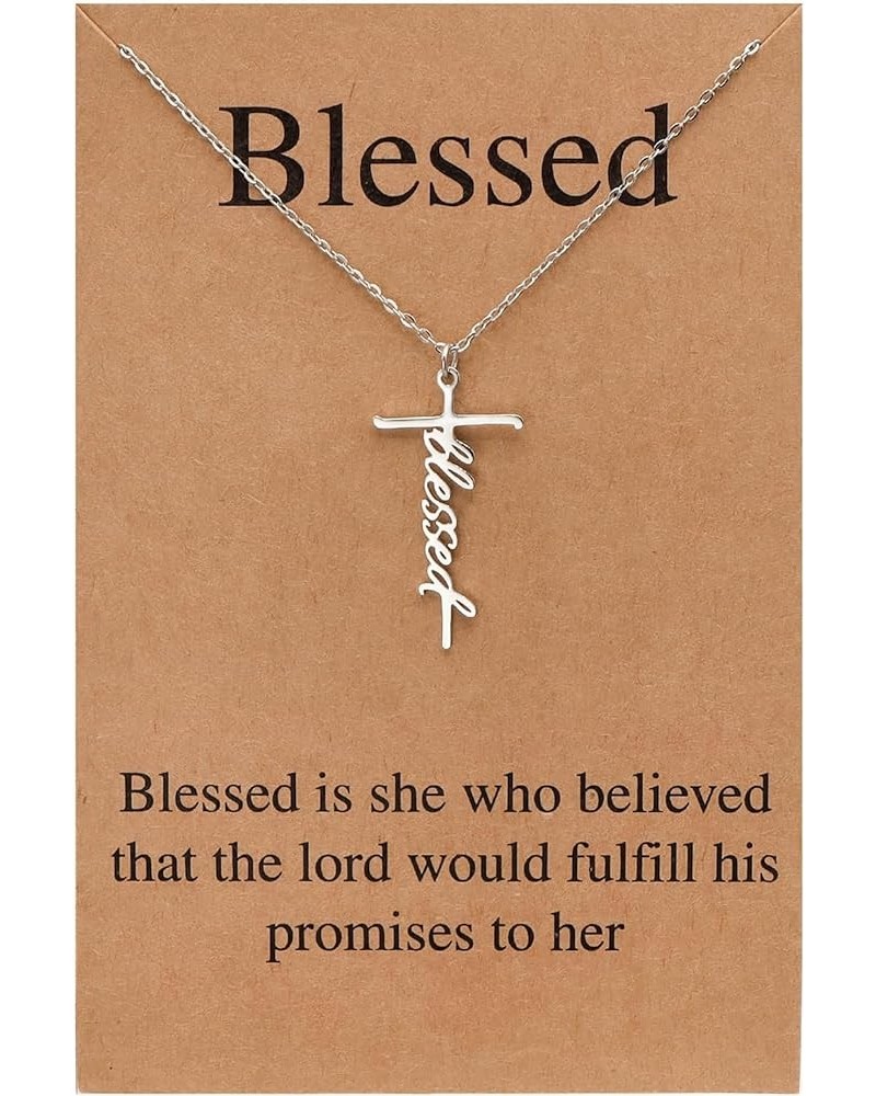 Faith Cross Necklace for Women Religious Gifts for Women Christian Jewelry Gifts for Women 02-Blessed $11.59 Necklaces