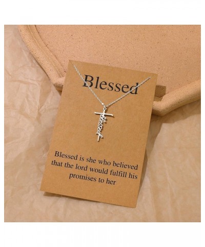 Faith Cross Necklace for Women Religious Gifts for Women Christian Jewelry Gifts for Women 02-Blessed $11.59 Necklaces