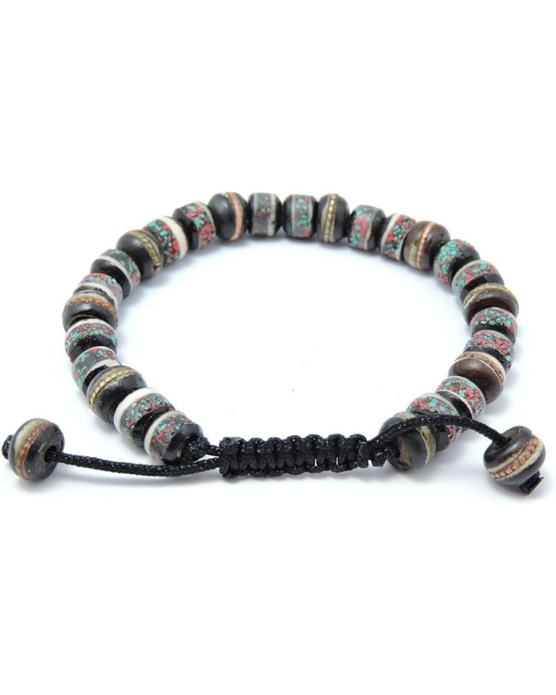 Tibetan Mala Embedded Medicine Wrist Mala for Meditation Handmade Draw String Silk Pouch Dark medicine bracelet $12.59 Bracelets