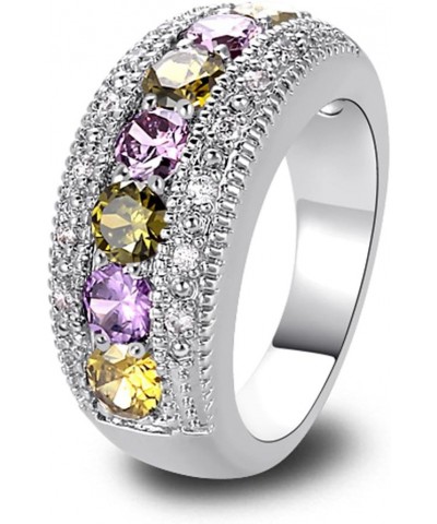 925 Sterling Silver Created Pink Topaz Filled Half Eternity Band Ring Green & Purple $4.31 Rings