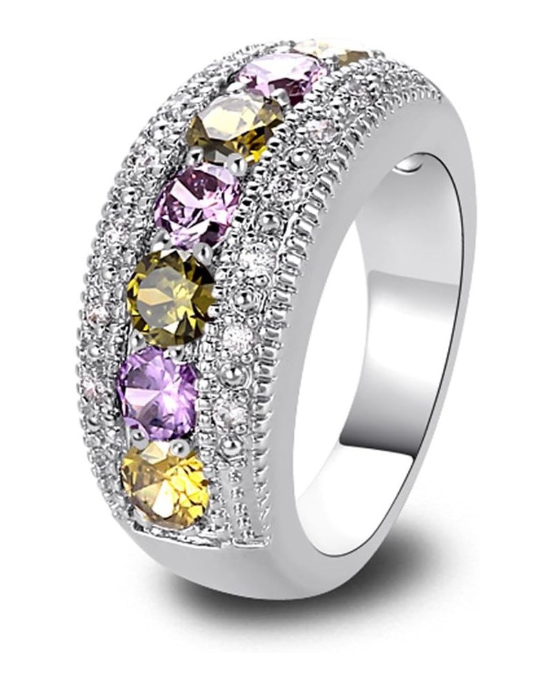 925 Sterling Silver Created Pink Topaz Filled Half Eternity Band Ring Green & Purple $4.31 Rings