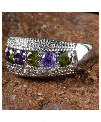 925 Sterling Silver Created Pink Topaz Filled Half Eternity Band Ring Green & Purple $4.31 Rings