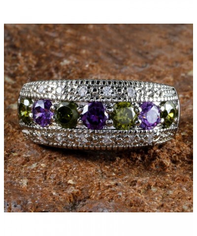 925 Sterling Silver Created Pink Topaz Filled Half Eternity Band Ring Green & Purple $4.31 Rings