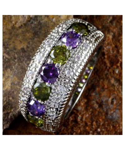 925 Sterling Silver Created Pink Topaz Filled Half Eternity Band Ring Green & Purple $4.31 Rings