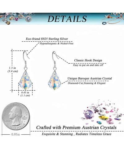 Austrian Crystal Baroque Drop Dangle Earrings for Women 925 Sterling Silver Hook Hypoallergenic Jewelry Aurora Borealis $11.7...