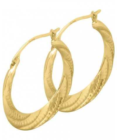 14K Yellow Gold Patterned Hinged Fancy Statement Hoop Earrings - Assorted Designs and Sizes 20.5MM ( 0.81" ) Diameter Round B...