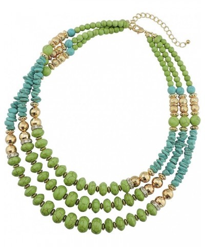 Statement 3 Strand Turquoise Colorful Chunky Necklace for Women Gifts turquoise+greenery $11.01 Necklaces