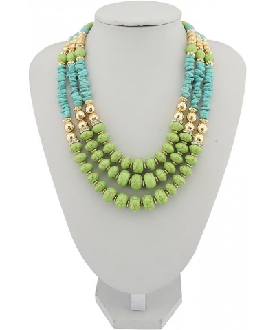 Statement 3 Strand Turquoise Colorful Chunky Necklace for Women Gifts turquoise+greenery $11.01 Necklaces