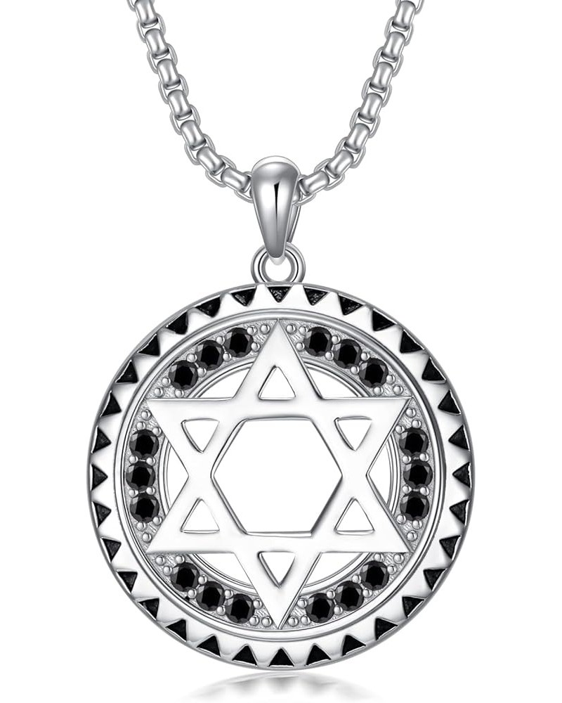 Star of David Necklace 925 Sterling Silver Jewish Christian Jewelry Gifts for Men Women Boy M01-Silver $27.53 Necklaces