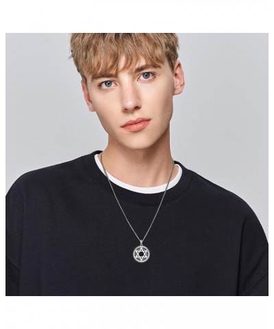 Star of David Necklace 925 Sterling Silver Jewish Christian Jewelry Gifts for Men Women Boy M01-Silver $27.53 Necklaces