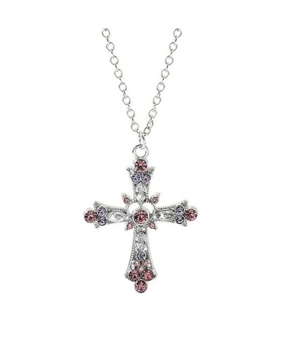 Gothic Diamond Cross Necklace Dainty Red Crystal Cross Necklace Punk Inlaid Zircon Cross Choker Necklace Vintage Religious Cr...