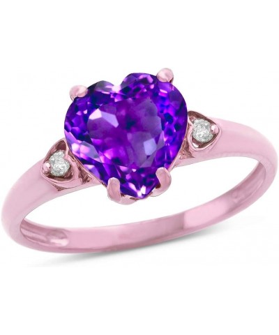 10k Rose Gold Heart Shaped 8mm Engagement Promise Wedding Ring Amethyst $102.59 Rings