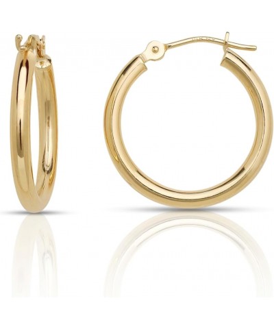 14k Yellow Gold Bright Polished Hoop Earrings (12-50x2.0mm), Piercing to Lobe, Upper-Lobe for a Woman, Man, or Teens 18mm(0.7...