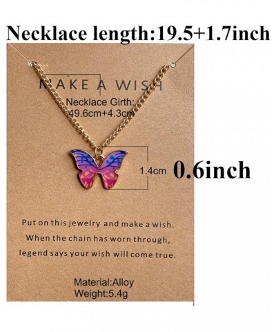 2Pcs Butterfly Pendant Necklace with Gift Card, Beautiful Silver Tone Blue Purple Link Chain Necklace for Women Teen Girls In...