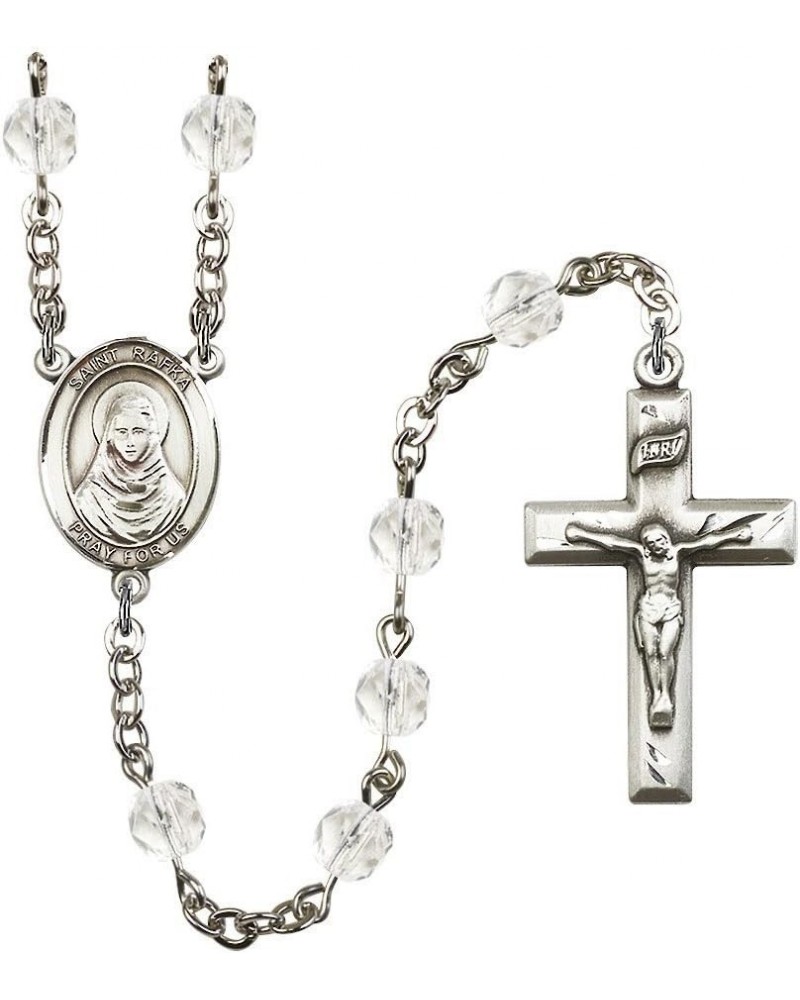 St. Rafka Silver-Plated Rosary - Every Birth Month Color and More April Crystal, Small Crucifix $53.19 Necklaces