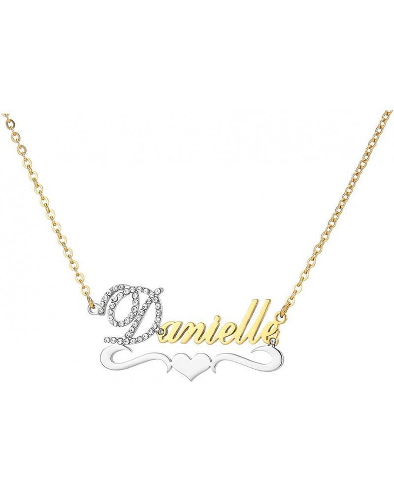 Custom Gold My Name Necklace Plate Dainty Initial Necklace Personalized Customizable Short Crystal Necklaces for Women Daniel...