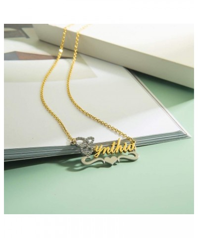 Custom Gold My Name Necklace Plate Dainty Initial Necklace Personalized Customizable Short Crystal Necklaces for Women Daniel...