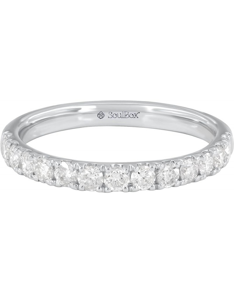 0.75 Carat Half Eternity Round Diamond Wedding Eternity Anniversary Band for Women 18K White Gold $237.91 Rings