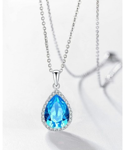 Classic Oval Pendant Gemstone Necklace | Crystal Ruby Sapphire Waterdrop Birthstone Teardrop Emerald Necklace | 18K Platinum ...