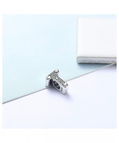 925 Sterling Silver Letter Beads Charm For Women Men White Gold Plated Star Heart Initial Bead Alphabet A-Z T $7.07 Bracelets