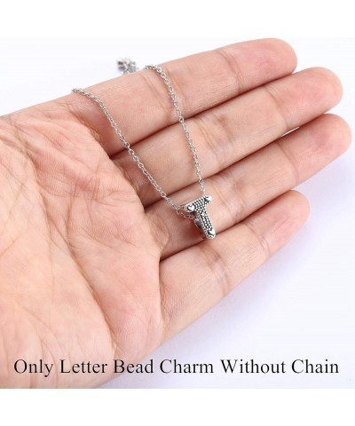 925 Sterling Silver Letter Beads Charm For Women Men White Gold Plated Star Heart Initial Bead Alphabet A-Z T $7.07 Bracelets