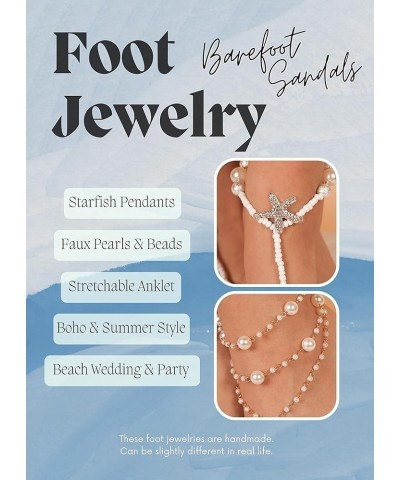 Set 2 Summer Vacation Beach Pearl Bead Barefoot Sandals for Women Sexy Foot Jewelry 2P $7.41 Anklets